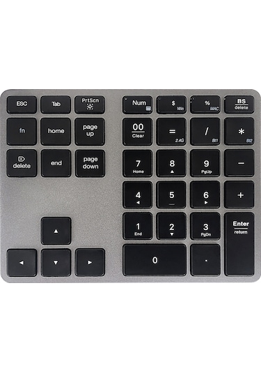 Maiyame Kablosuz 2.4g+bt5.0 İkili Mod 35 Tuşlu Rakam Klavyesi, Alüminyum Kasa, 300mah Şarjlı Pil, Muhasebe/finans İçin Siyah Diğer