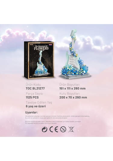 Balody Çiçeklerin Hareketi Elektro Gitar Bl21277 Mini Blok Yapı Oyuncakları Seti