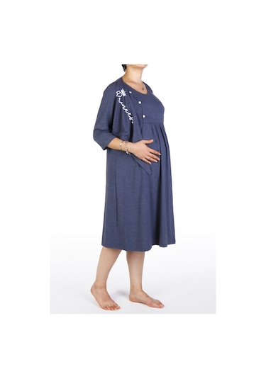 Hamile Tunik Gecelik Kısa Kollu Likralı LACİ