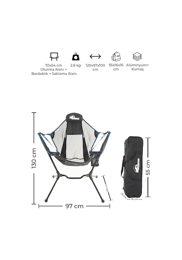 Urban Badger Thor Sallanan Kamp Sandalyesi Siyah