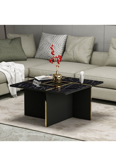 Sılva Orta Sehpa - Siyah / Mermer Siyah - Mermer