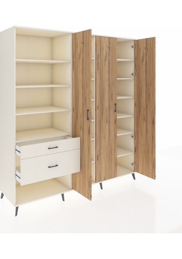 Kronos Dolap 16 Raflı 2 Çekmeceli 3 Kapaklı 220x59x243 Aytaşı-çam/aytaşı Atlas Çam/aytası
