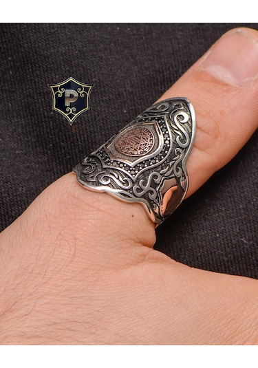Gümüş Erkek Yüzük Hz. Süleyman Mührü Zihgir