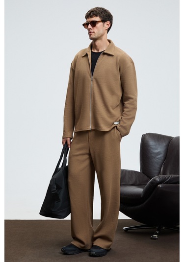 Grımelange Lachlan Erkek Waffle Özel Dokulu Kordonlu Süs Etiketli Vizon Pantolon Vizon