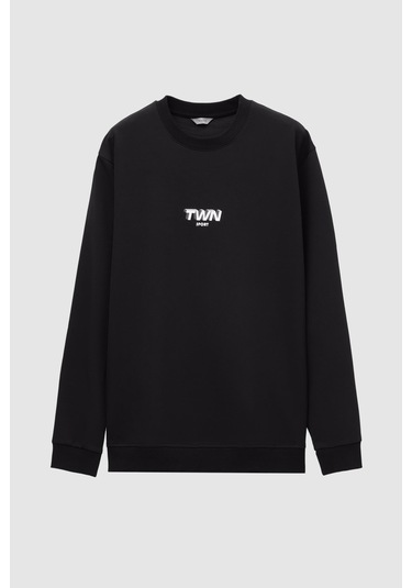 Twn Relaxed Fit Baskılı Erkek Sweatshirt 2ECE25ORT2791 - Siyah