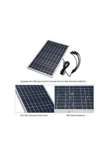 Mufunye 15w 8v Taşınabilir Güneş Paneli, Usb Ve Dc Portlu, Ip65 Suya Dayanıklı, Ev, Araba, Tekne İçin İdeal