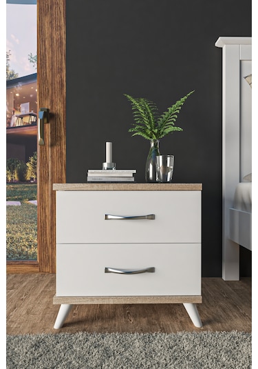 Ae-2029 Inci 2 Çekmeceli Beyaz Komodin 49 Cm