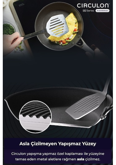 Circulon 22 Cm Kızartma Tavası Gri - Siyah