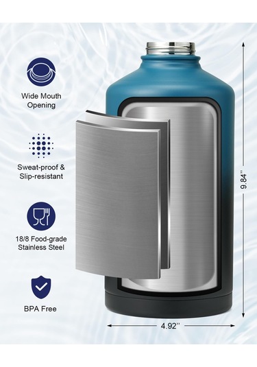 Paracord Saplı Yalıtımlı Su Şişesi 128oz, Indigo Black Indigo Black 128 Ons Altın - Siyah