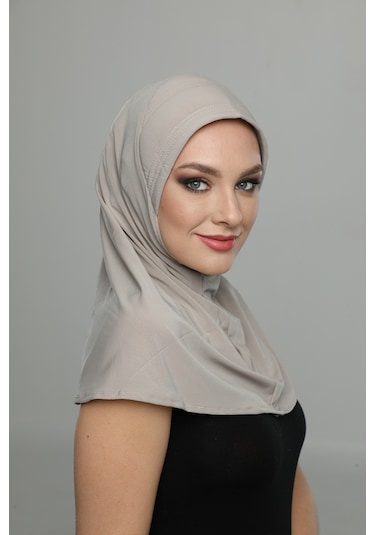 Takmatik Sade Bej Hazır Türban Tesettür Havuz Bonesi Namaz Örtüsü Bej