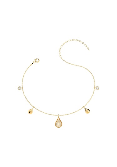 İndigo Takı Su Damlası Altın Kaplama Gümüş Halhal