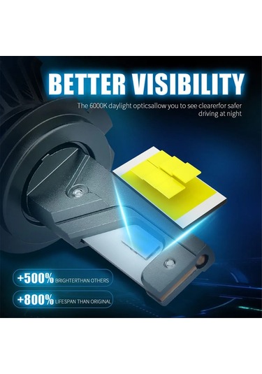 Yaozixa 9006/hb4 Modeli 70w 14500lm Led Araç Farları, 6000k Beyaz Işık, 9-36v Aralığında, Kolay Kurulum, 50000+ Saat Ömür, Ip68 Su Geçirmez 2 Adet