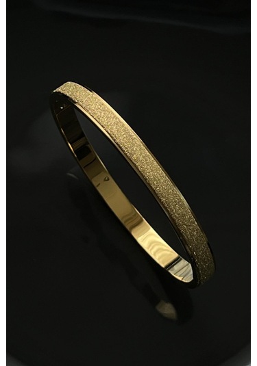 Altın Kaplama Sim Detaylı Çelik Kelepçe Bileklik - Altın