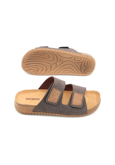 Gezer Erkek Yazlık Tasarım Çift Cırtlı Ayarlanabilir Suni Deri Rahat Taban Günlük Terlik Gt1yme.15588.06.011.h95 Kahverengi