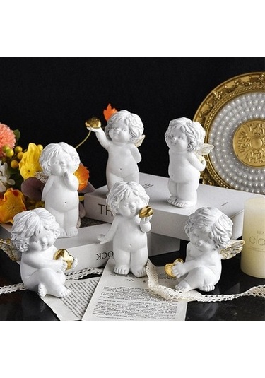 Lijinxu Magideal Melek Heykeli Beyaz Masaüstü Süs Aşk Tanrısı Stil-b