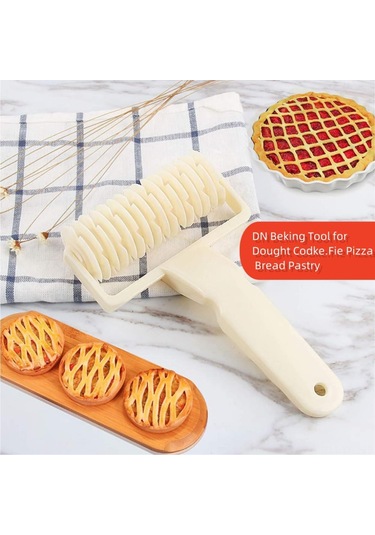 Geeksen Büyük Boy Pizza Kesici Tekerleği - Pp Malzeme Izgara Desenli Hamur Kesme Aleti Beyaz