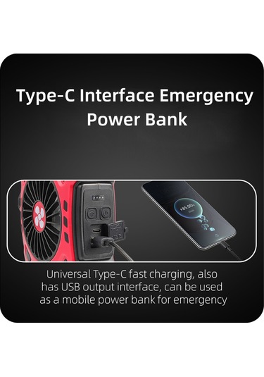 Kangvka Dışarıda Kullanalabilir Çift Fonksiyonlu Fan Ve Işık - Hızlı Şarjlı, Taşınabilir Kamp Ve Manzaralı Etkinlikler İçin Siyah-kırmızı