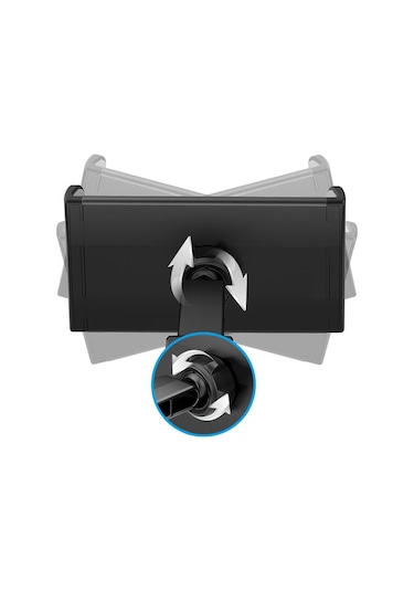 Cbtx Chz09 Çift Klipsli Araba Kafalık Montaj Telefon Tutucu 360 Derece Dönen Teleskopik Araba Koltuğu Tablet Standı Beşik Siyah