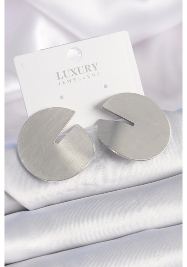 Dodes Dodes Pirinç Gümüş Renk Daire Plaka Model Kadın Küpe Tg27bkp9524 Çok Renkli