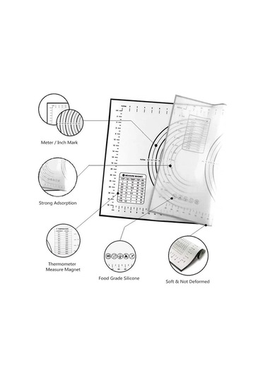 Siyah Büyük Boy Silikon Pişirme Mat Pasta Haddeleme Yoğurma Pedi Mutfak Krep Pizza Hamur Yapışmaz Tava Hamur İşi Matı 8 Boyutu 40x30cm