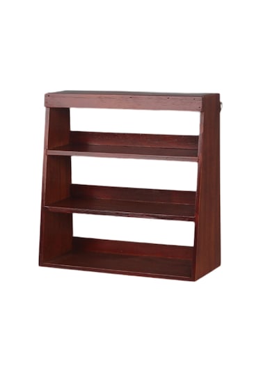 Suntek Kupa Tutucu Rafı 3 Katlı Ahşap Ekran Yükseltici Kırmızı Kahverengi