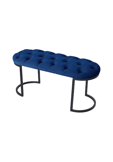 Elısse Mavi Model- Oval Metal Ayak 100 Cm Bench&koltuk&puf-yatak Odası Önü&ucu Puff&oturak