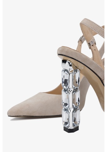 Valmenti Livio Kadın Bej Süet Hakiki Deri Topuklu Ayakkabı 22 3134 Bn Ayk Y24 Bej