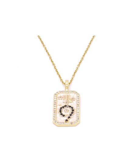 Çelik Kolye, Altın Kaplama Akrep Burcu Kadın Kolye K-107 Altın