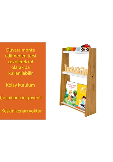 Minera Çok Amaçlı Duvar Çocuk Odası Montessori Kitaplık Ünitesi Ahşap