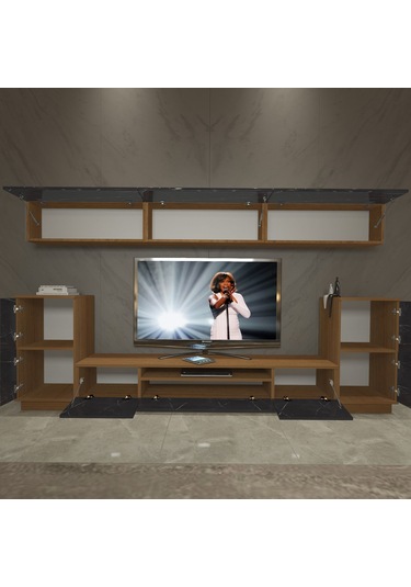 Decoraktiv Trendstyle 9 Mdf Tv Ünitesi Tv Sehpası Ceviz - Siyah Mermer