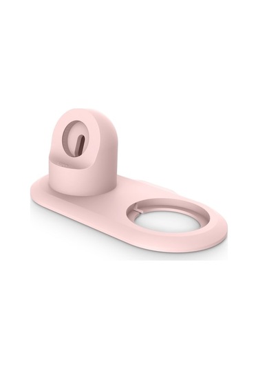 Rogfer 2 Arada 1 Çok Fonksiyonlu Magsafe Şarj Standı Tutucu Watch / İphone Uyumlu Beyaz Pembe