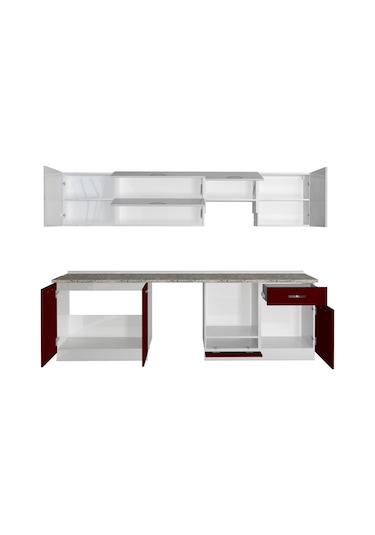 Decoraktiv Elite 280y Ank Mdf Hazır Mutfak Dolabı - Tezgah Dahil - Bordo Beyaz Beyaz - Kırmızı Decoraktiv Elite 280y Ank Mdf Hazır Mutfak Dolabı - Tezgah Dahil - Bordo Beyaz Beyaz - Kırmızı