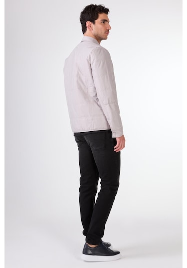 Dufy Gri Kapitone Erkek Mont - Slim Fit Gri