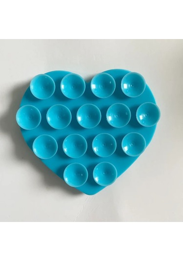 Goldenqian Kalp Şeklinde Çift Taraflı Silikon Vantuz Kaymaz Emme Telefon Desteği Braketi Vantuz Telefon Etiket Kendinden Yapışkanlı Sky Blue Sky Blue