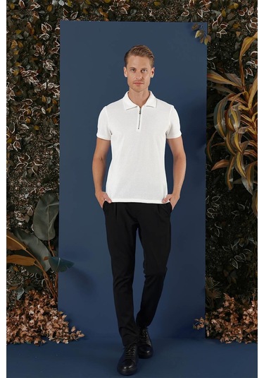 Ts 871 Slim Fit Ekru Spor T-shirt Ekru