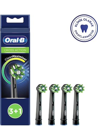 Oral-B Cross Action Clean Maximizer 3+1 Yedek Fırça Başlığı Siyah