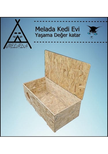 Melada Kedi Evi Dış Ortam Uygun Ahşap Kedi Evi Osb 100x50x40 Cm