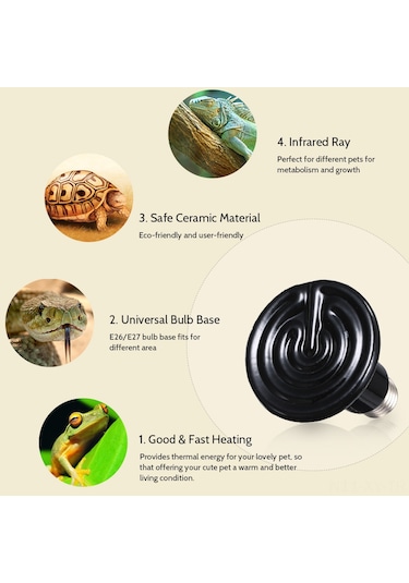 Shineyee Evcil Hayvan İçin 220-230v 150w Seramik Isıtıcı, Kuluçka Lambası, E27 Evrensel Taban, Taşınabilir