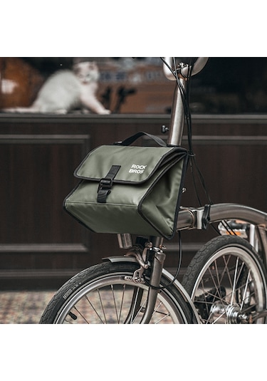 Rockbros W010 Brompton Bisiklet Ön Çantası Için Alüminyum Film Astarlı Gıda Saklama Çantası - Koyu Yeşil