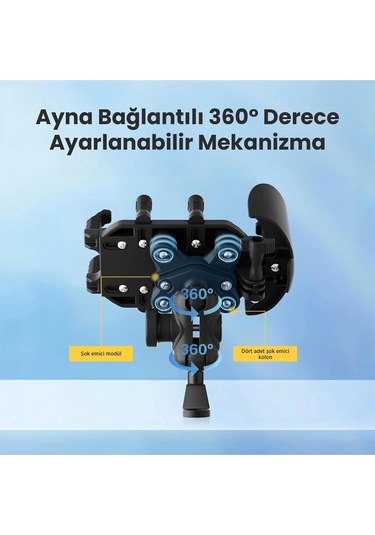 Ayna Bağlantılı Güneş Ve Yağmur Korumalı 360 Derece Ayarlanabilir Motosiklet Telefon Tutucu