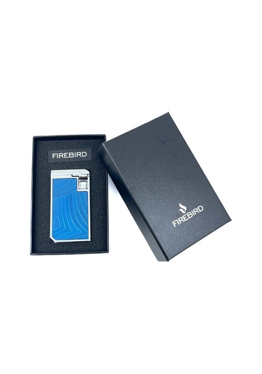 Firebird Parlak Krom Çift Torch Puro Çakmağı - Mavi Mavi