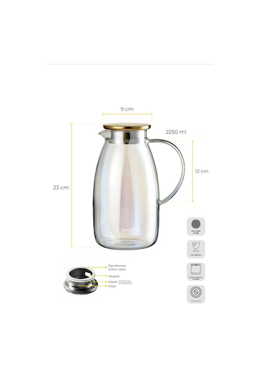 Savio Duru Parıltı Filtre Kapaklı Luster Sürahi 2250ml