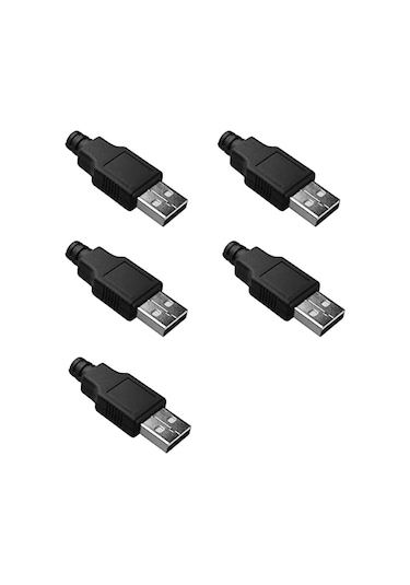 5 Adet Erkek Usb Konnektör 4 Pinli Şarj Kablo Soketi