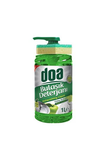 Doa Sıvı Bulaşık Deterjanı Elma Özlü 1 Lt Süngerli X 4 Adet