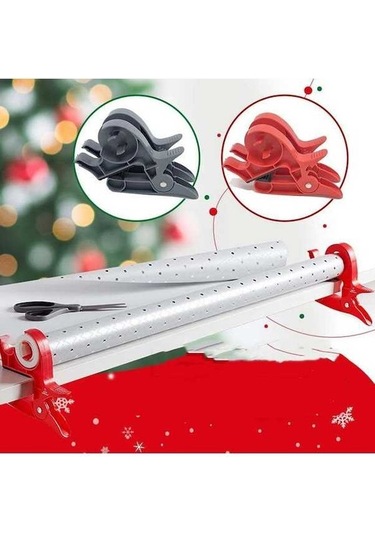 Willowhaven 2 Adet Kırmızı Entegre Bantlı Sarma Kağıdı Tutucu, Masa Kelepçesi, Hediye Paketleme Aleti Diğer