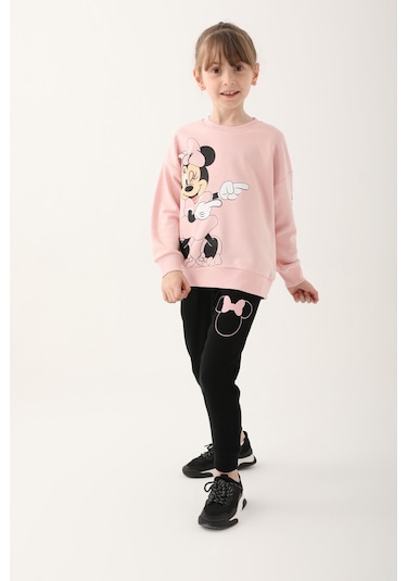 Minnie Mouse Pudra Kız Çocuk Eşofman Takımı Pudra