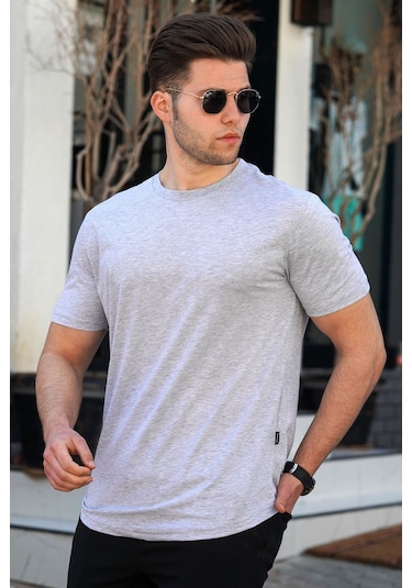 Madmext Madmext Gri Erkek Tişört 4951-Gri