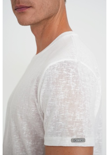 Comfort Fit Bisiklet Yaka Viskon Karışımlı Casual Beyaz Tişört Ts 902 Beyaz