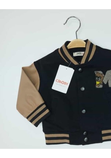 Erkek Bebek Kolları Deri Mevsimlik Kolej Mont-13478 Siyah