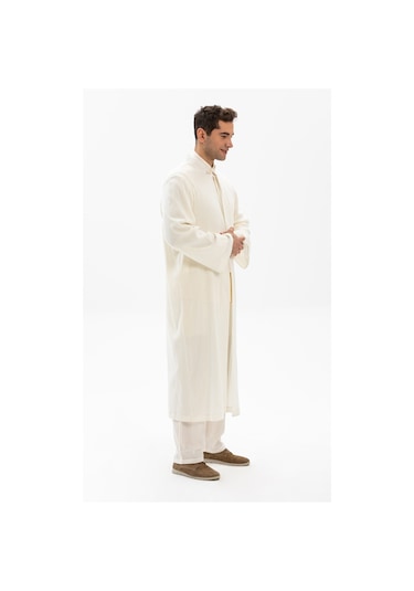 Şile Bezi İnce Erkek Namaz Cübbesi Yazlık Namazlık Pamuk Kumaş Cübbe Krem Krm-krem Krem